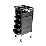 5 Drawer Hairdressing Trolley Black 90x30x36cm Hair Salon Beauty Rolling Cart