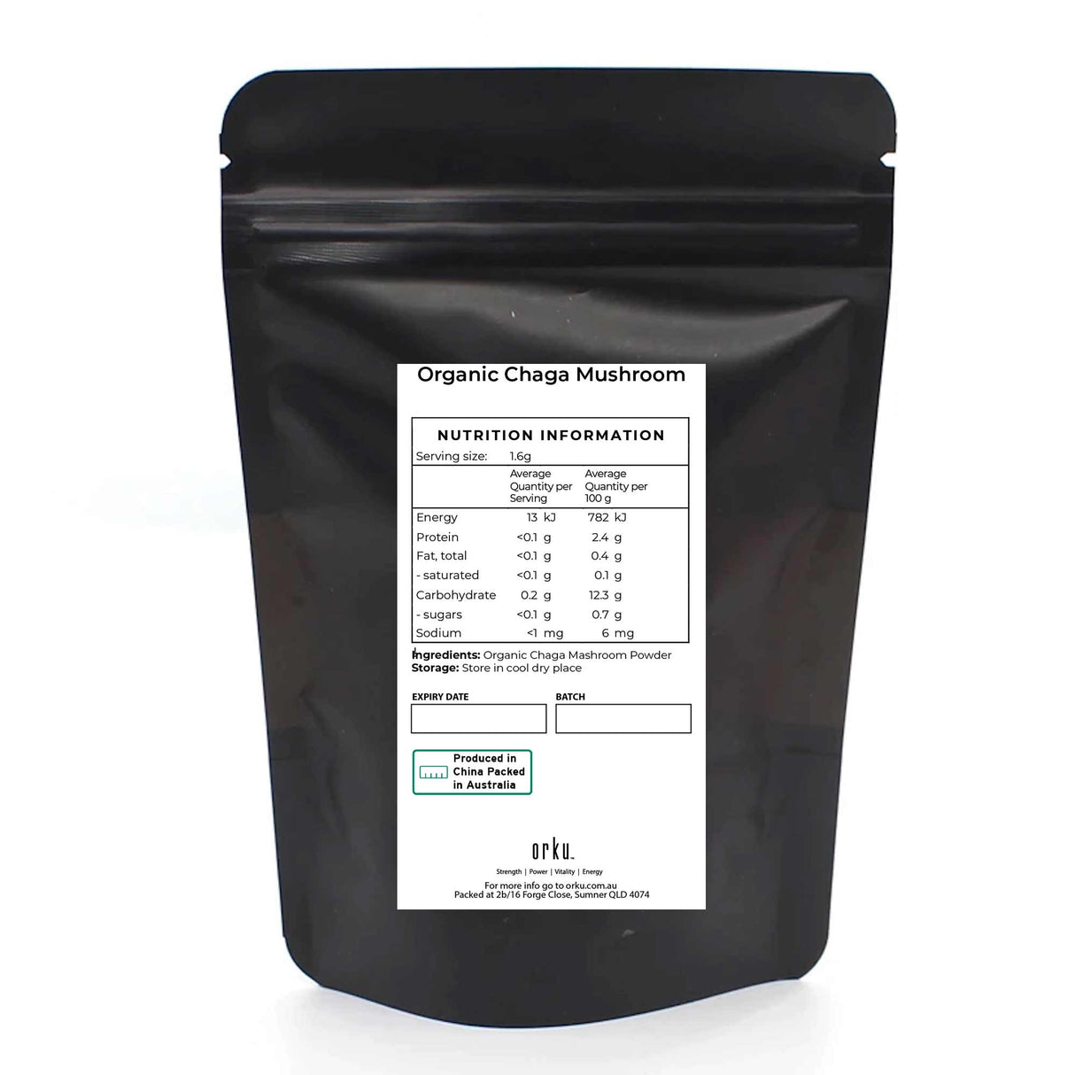 Organic Chaga Mushroom Powder 400g - Inonotus Obliquus Health Supplement