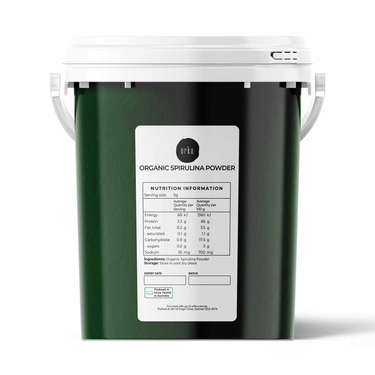 Organic Spirulina Powder 700g - Nutrient-Rich Superfood Supplement in Resealable Bucket