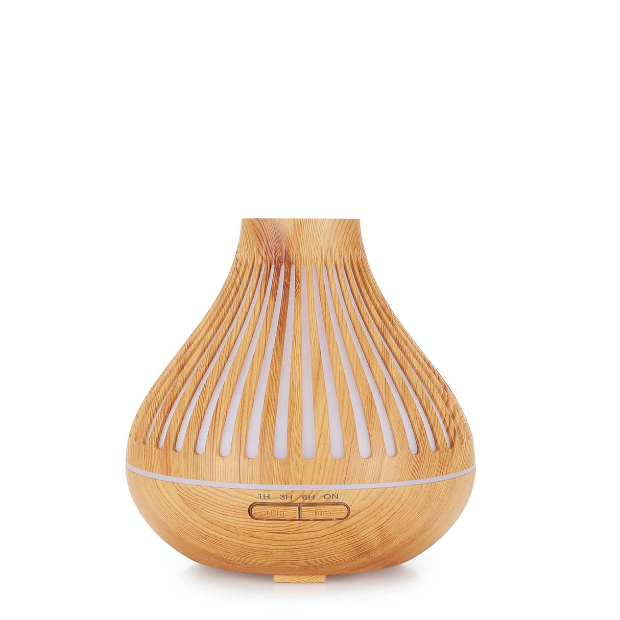 Remote-Controlled Ultrasonic Essential Oil Diffuser with 500ml Capacity - Elegant Wood Grain Design