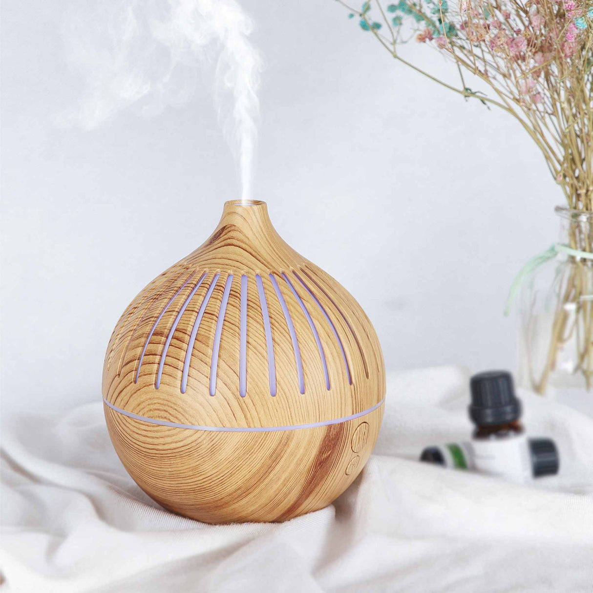 Wooden Grain 180ml Essential Oil Ultrasonic Diffuser with LED Light and Humidifier Function