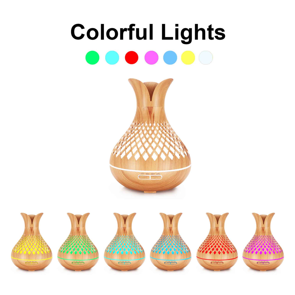 Elegant Remote-Controlled 500ml Ultrasonic Essential Oil Diffuser with Wooden Flower Design