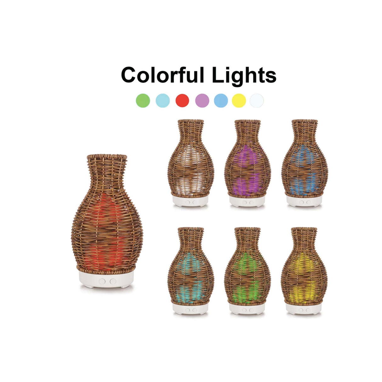 Remote-Controlled Rattan Aroma Diffuser - 100ml Ultrasonic Humidifier with LED Mood Lighting