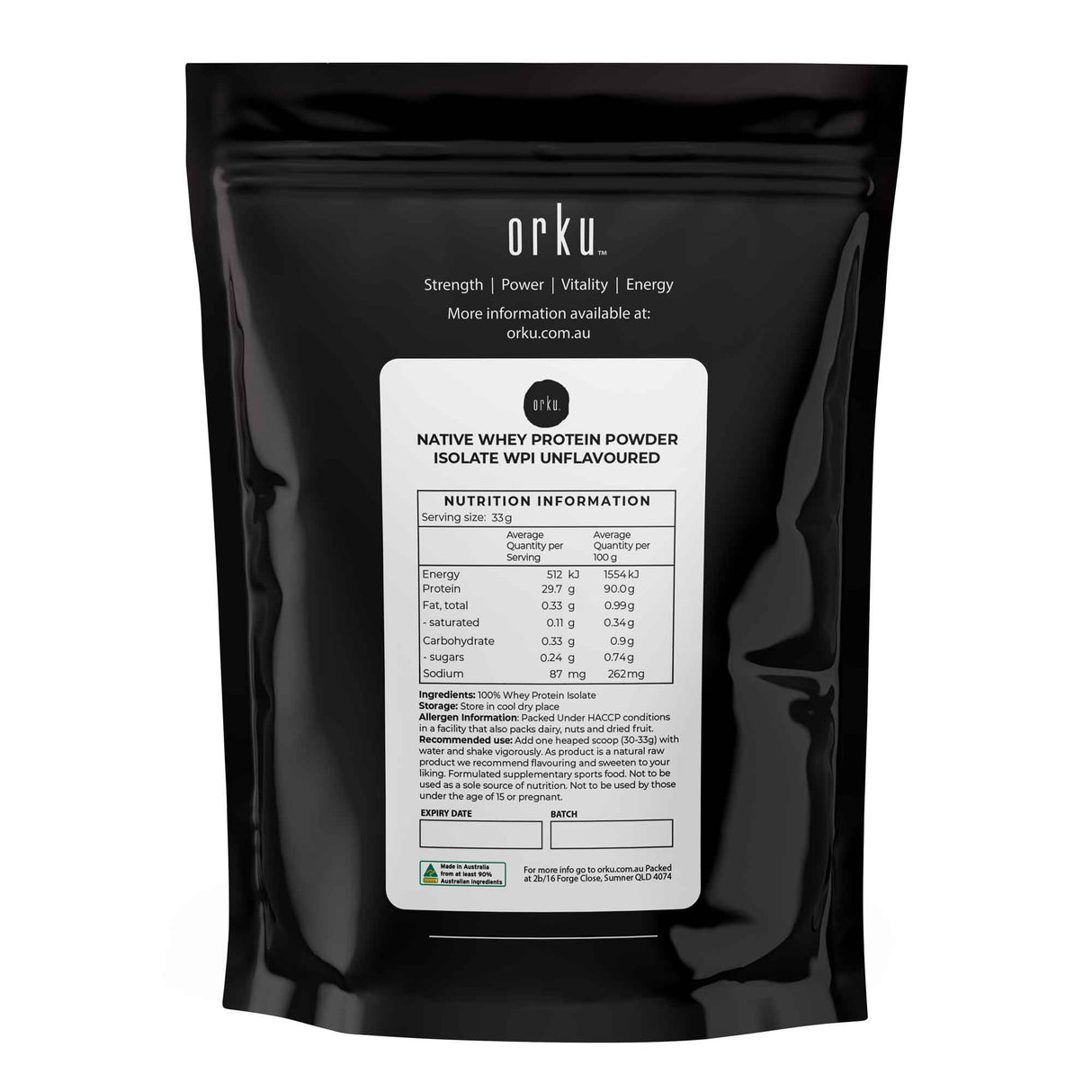 Native Unflavored Whey Protein Isolate - 100g Premium Recovery Supplement