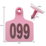 1-100 Cattle Number Ear Tags 5x4cm Set - Small Pink Pig Goat Livestock Label