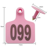 1-100 Cattle Number Ear Tags 7x10cm Set - XL Pink Cow Sheep Livestock Labels