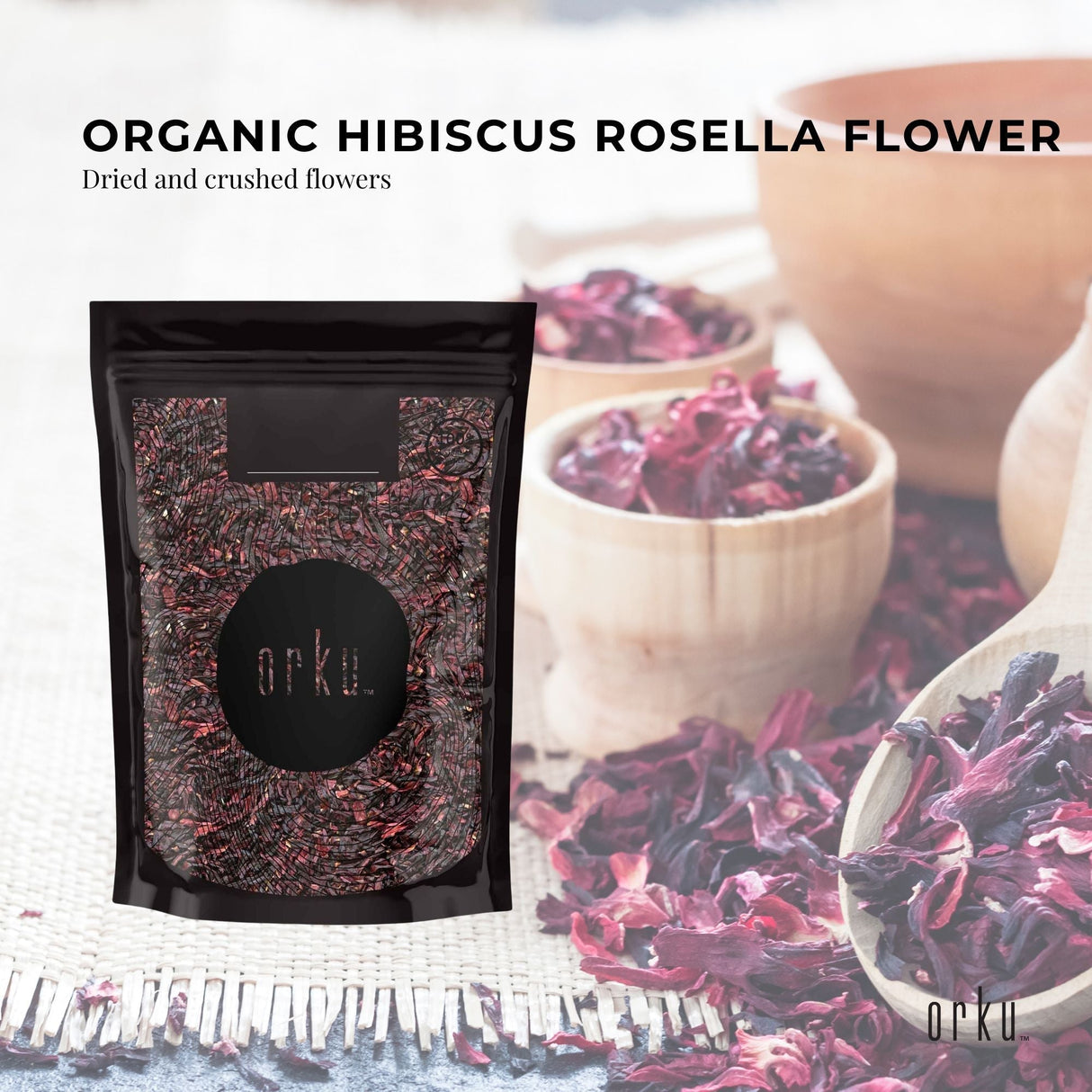 50g Organic Hibiscus Rosella Flower Crushed - Dried Herbal Tea Supplement