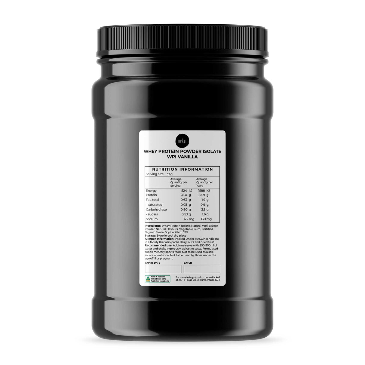 Premium Vanilla Whey Protein Isolate - 1Kg Muscle Recovery Supplement Jar