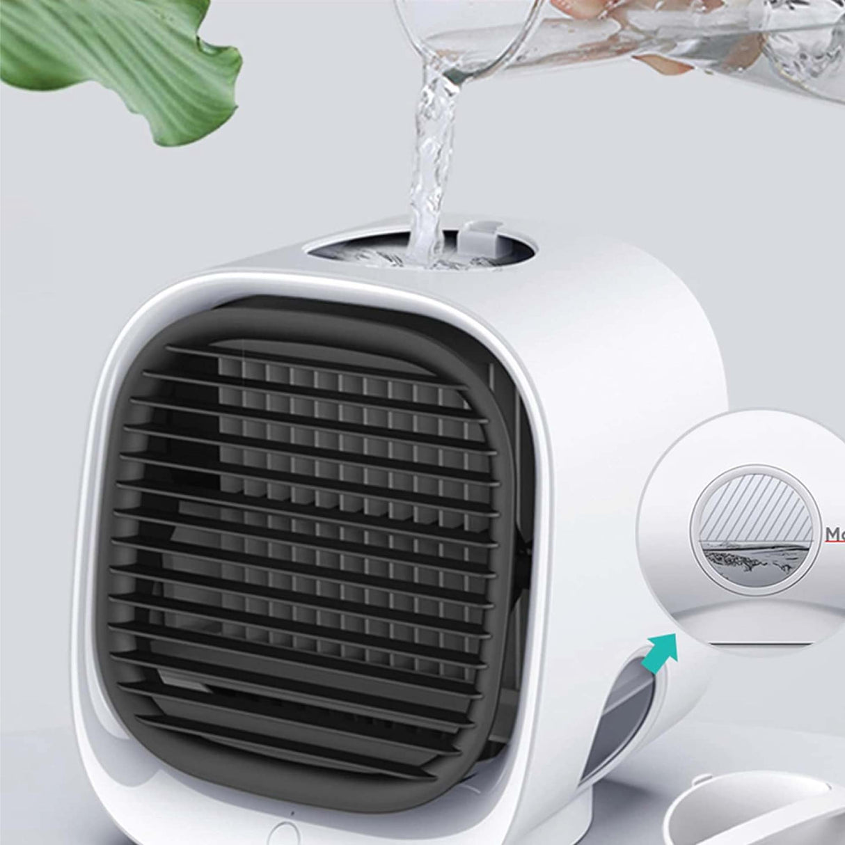 Portable USB Air Cooler & Purifier - Compact Desktop Fan with Water Filter