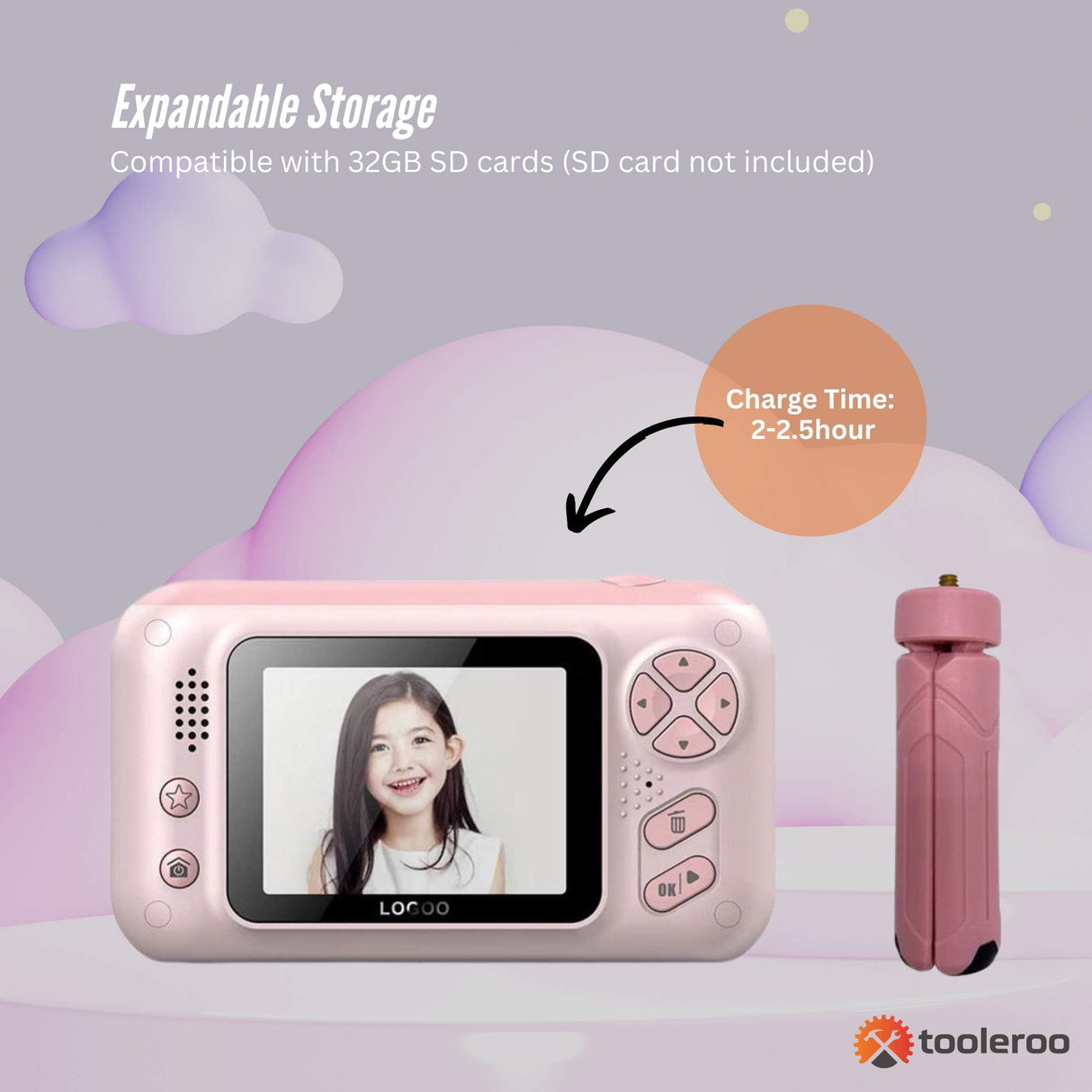 Adorable Pink Kids HD Digital Camera - Creative Selfie & Video Maker with 2.4 Inch Screen