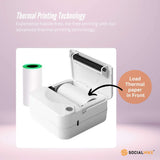 Compact Inkless Bluetooth Thermal Pocket Printer - Mini White Printer for On-the-Go Printing - Close-Up Angle