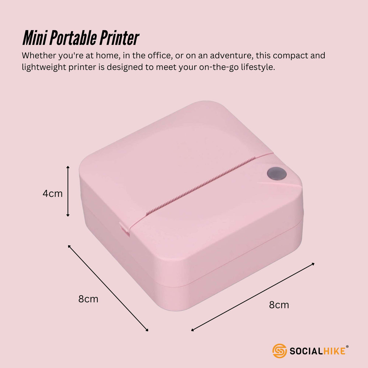 Compact Pink Thermal Mini Printer - Inkless Bluetooth Pocket Device for On-the-Go Printing