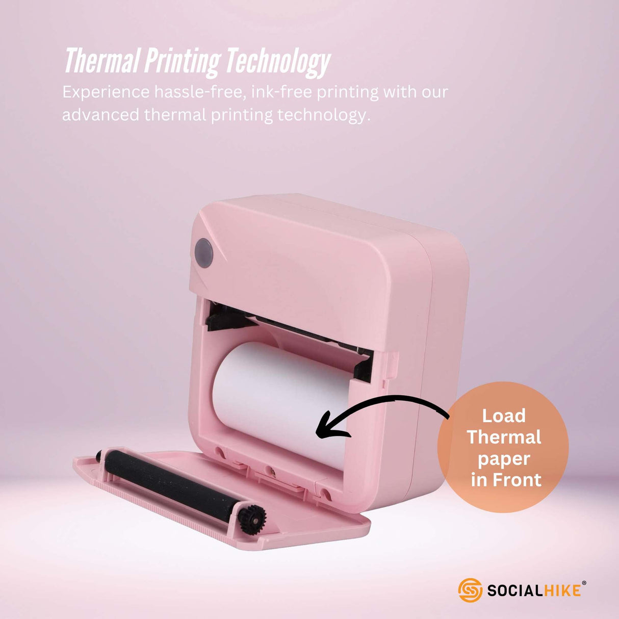 Compact Pink Thermal Mini Printer - Inkless Bluetooth Pocket Device for On-the-Go Printing