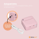 Compact Pink Thermal Mini Printer - Inkless Bluetooth Pocket Device for On-the-Go Printing - Rear View