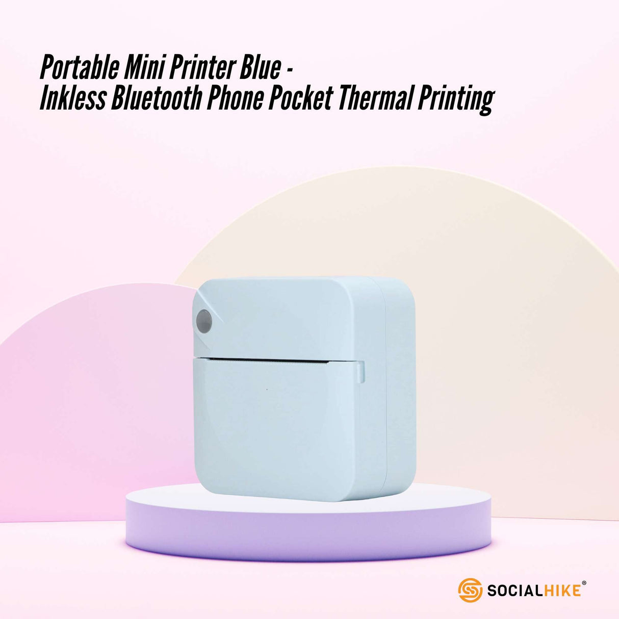 Compact Inkless Bluetooth Mini Printer - Thermal Pocket Printer in Blue