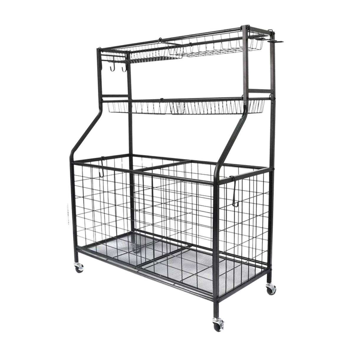 Sports Equipment Organizer Cart on Wheels - Multi-Functional Garage Trolley