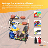 Sports Equipment Organizer Cart on Wheels - Multi-Functional Garage Trolley