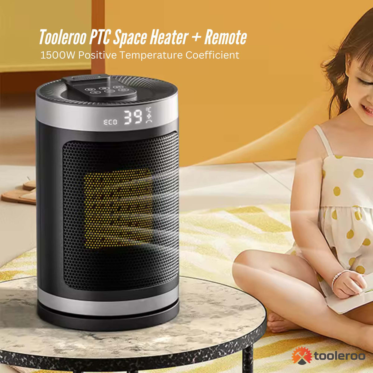 Tooleroo Rapid Heat 1500W PTC Space Heater with Remote Control