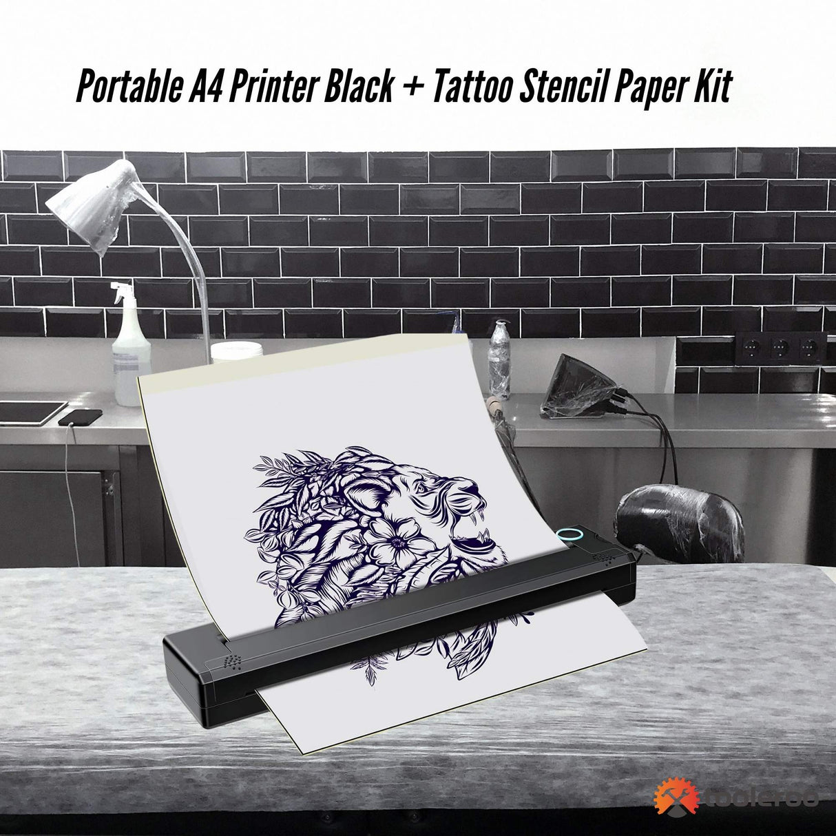 Portable A4 Wireless Thermal Tattoo Printer with Stencil Paper Kit