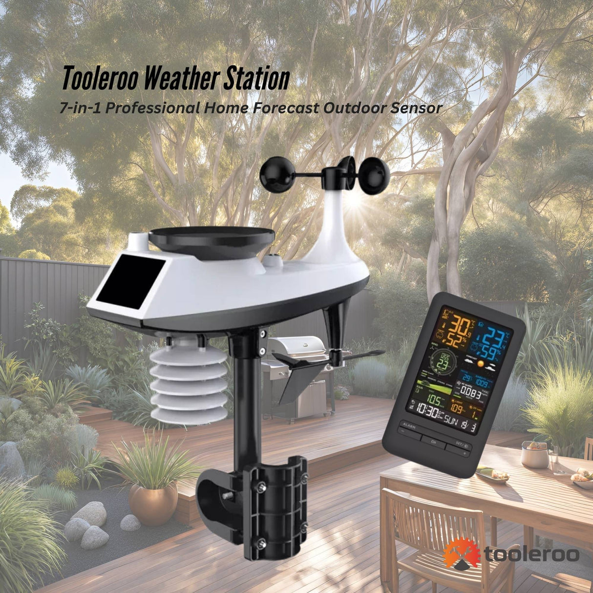 Tooleroo Weather Station 7-in-1 Professional Home Forecast Outdoor Sensor