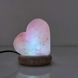 USB Colour Changing Salt Himalayan Lamp - Heart Love Shape Pink Rock LED Light