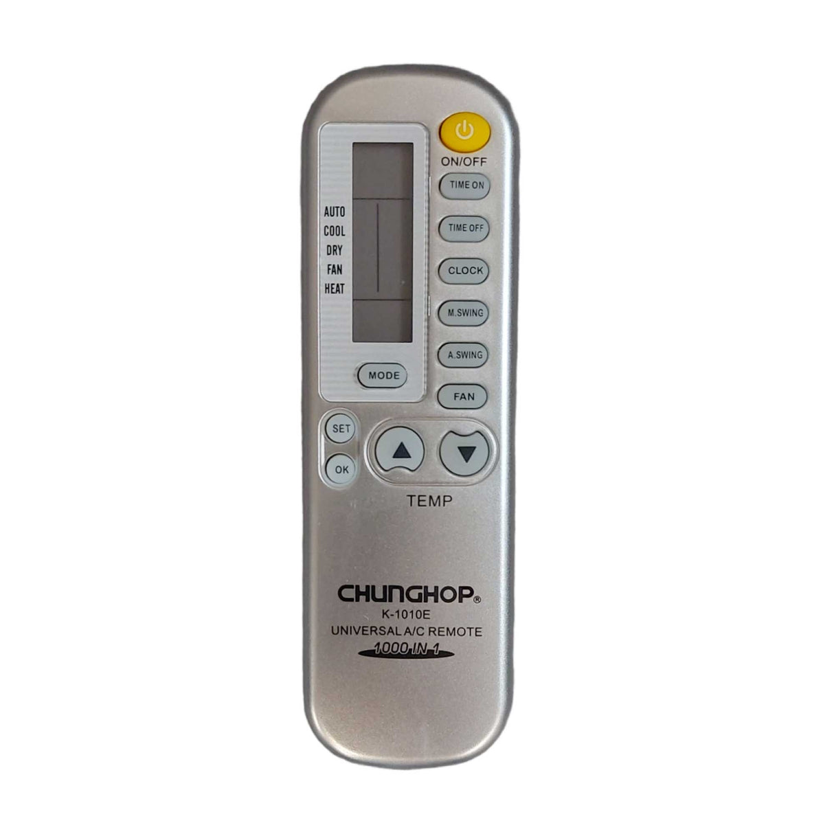 Universal Silver Air Conditioner Remote Control - Compatible with ACSOM, ACTRON AIR, ADC, AIDELONG and More