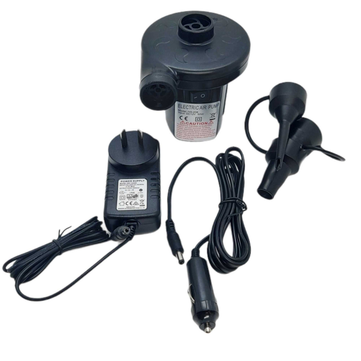 Dual-Use Electric Air Pump - Inflator & Deflator with Home and Car Connectors