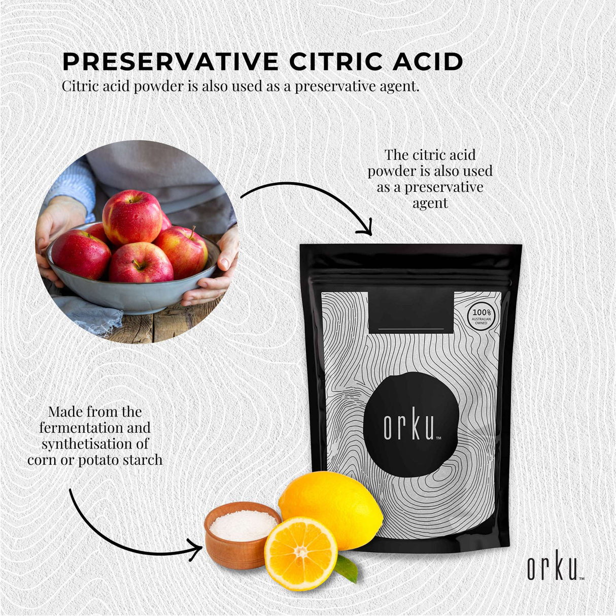 200g Food Grade Citric Acid Powder - Non-GMO Preservative E330 for Cooking and Preservation