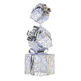 Illuminated Silver Christmas Gift Box Stack Display - 83cm Tall