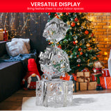 Illuminated Silver Christmas Gift Box Stack Display - 83cm Tall