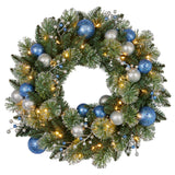 Swishmas 61cm Blue Collection Multicolour Pre-Lit Christmas Wreath