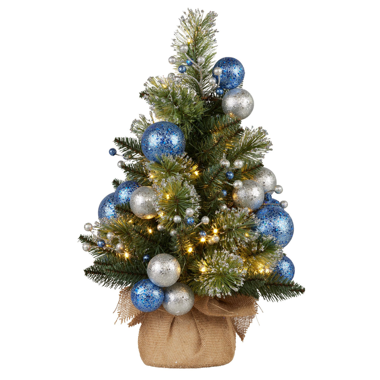 Swishmas 61cm Blue Collection Pre-Lit Tabletop Christmas Tree