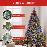 Swishmas Snowy Crown Pine 2.3m Multicolour Pre-Lit Christmas Tree with 1453 Tips