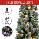 Swishmas Snowy Crown Pine Potted Christmas Tree 1.2m Multicolour Pre-Lit with Snowball Lights