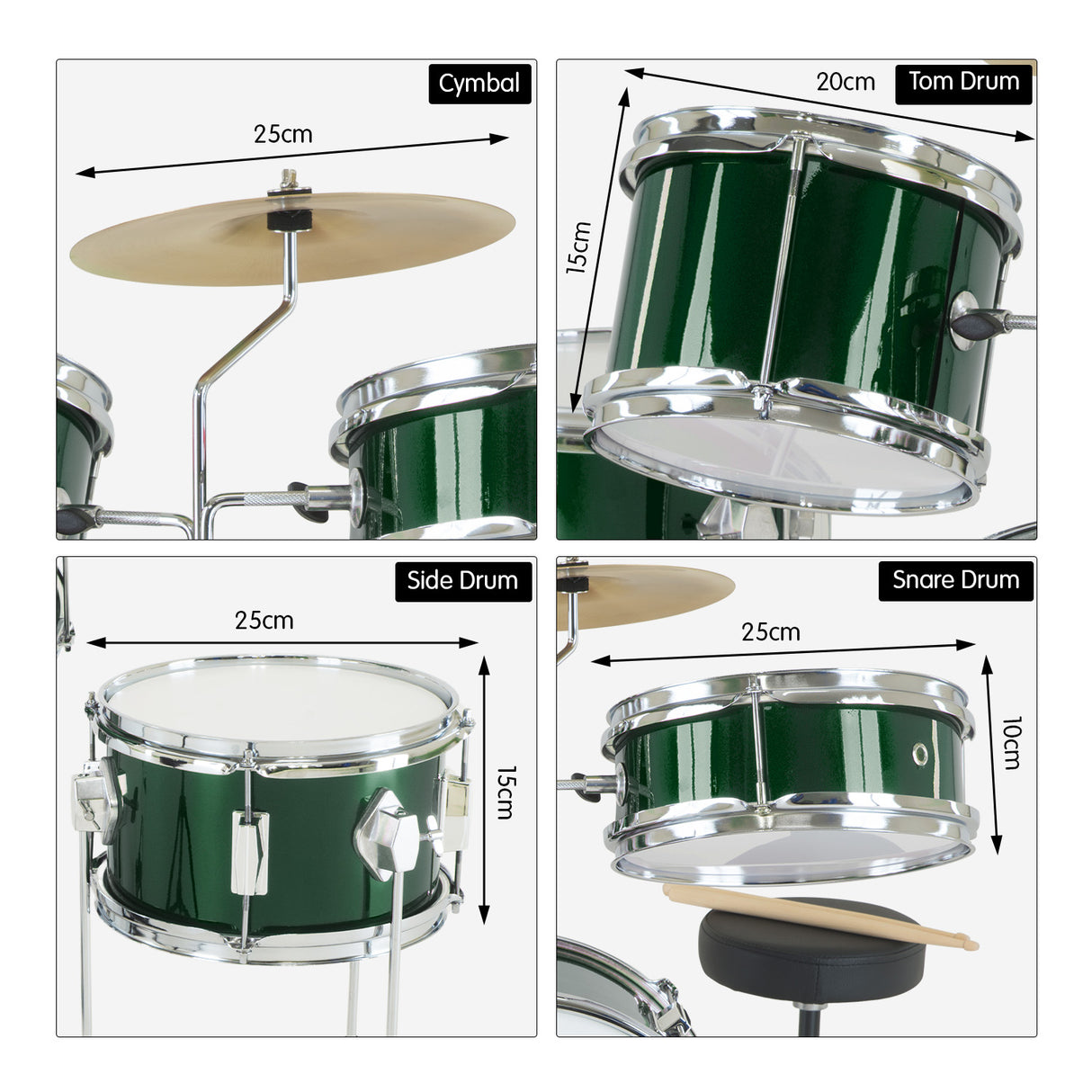 Karrera Kids 4-Piece Drum Set - Vibrant Green