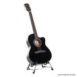 Karrera 40-Inch Black Acoustic Guitar with Cutaway Design