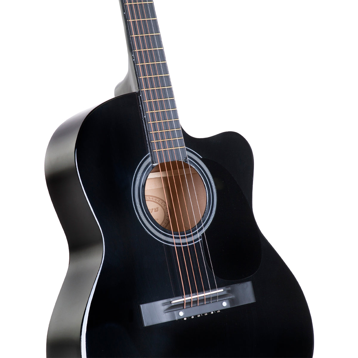 Karrera 40-Inch Black Acoustic Guitar with Cutaway Design