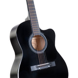 Karrera 40-Inch Black Acoustic Guitar with Cutaway Design