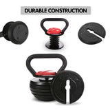 Powertrain 2x Adjustable Kettlebells Weights Dumbbell 18kg - Top-Down View