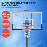 Kahuna Portable Basketball Hoop System 2.3 to 3.05m for Kids & Adults - Low Angle