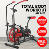 Powertrain Air Resistance Fan Exercise Bike for Cardio - Red - Low Angle