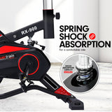 Powertrain RX-900 Exercise Spin Bike Cardio Cycling - Red - Close-Up Angle