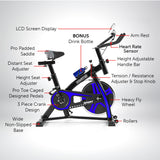 Powertrain Home Gym Flywheel Exercise Spin Bike - Blue - Side View