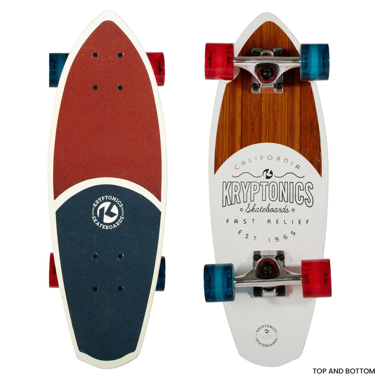 Kryptonics Liberty Blue 23-Inch Mini Fat Cruiser Skateboard