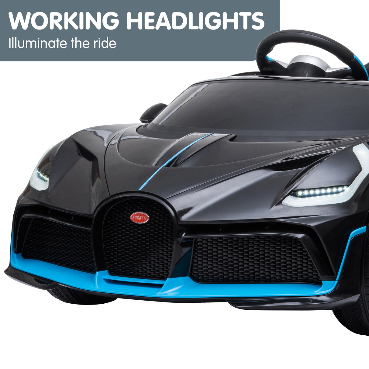 Kahuna Licensed Bugatti Divo Kids Electric Ride On Car - Black