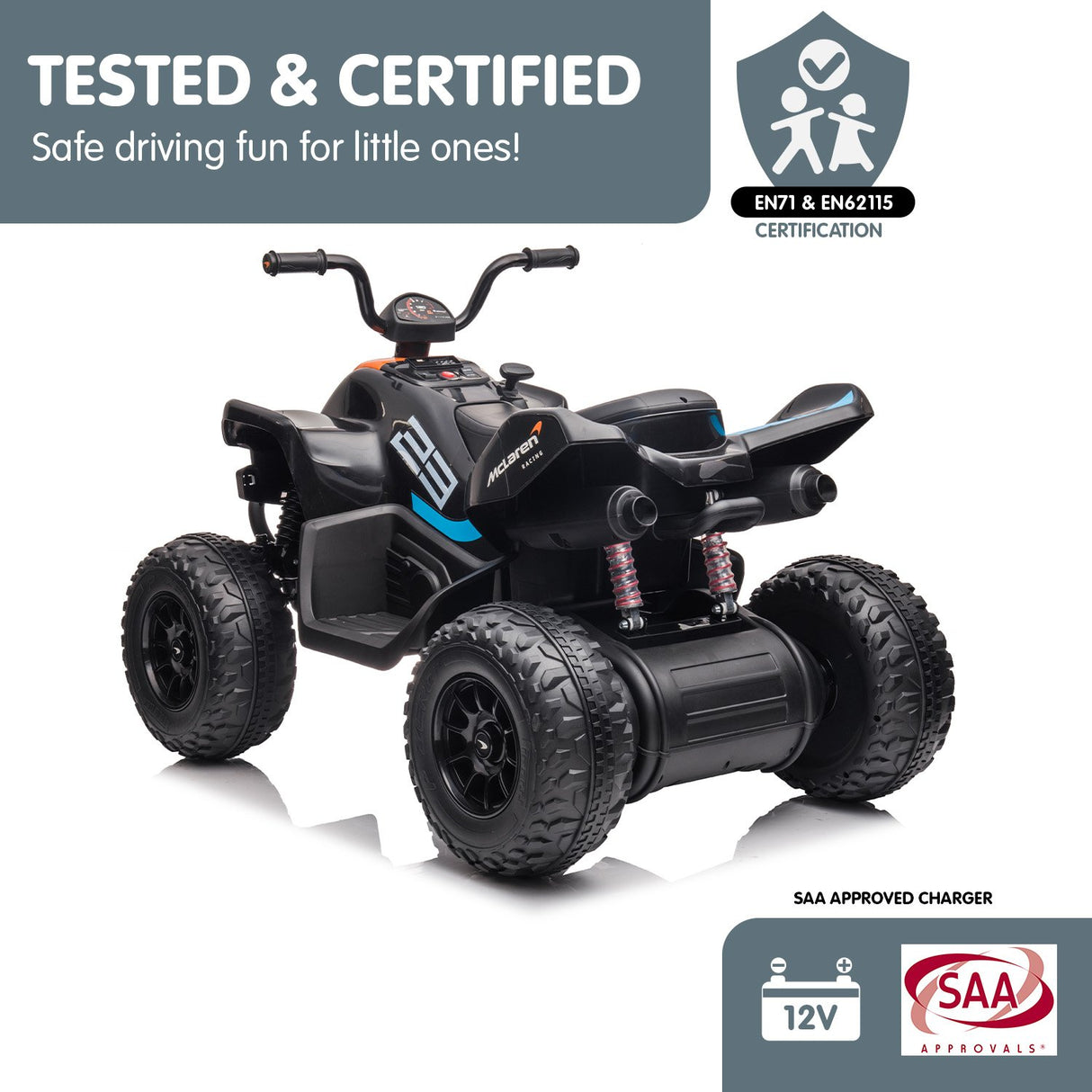 Kahuna MCL35 McLaren Toy Ride On Electric Quad Bike - Black