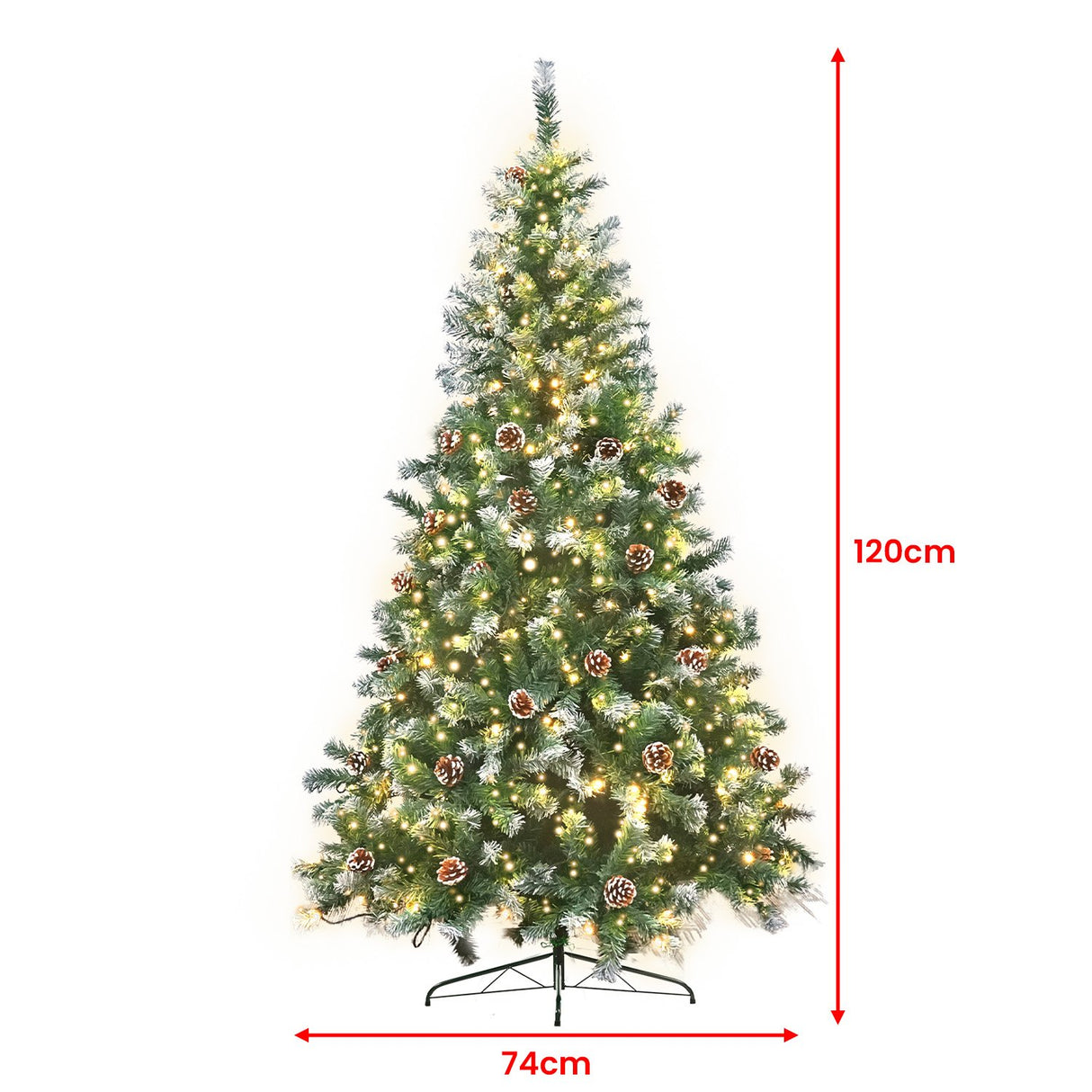 Christabelle 1.2m Pre-Lit LED Christmas Tree with Rustic Pine Cones and Holiday Decorations