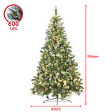 Christabelle 1.5m Pre Lit LED Christmas Tree Decor with Pine Cones Xmas Decorations - Top-Down View