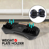 Powertrain 48KG Adjustable Dumbbell Set With Stand Blue - Top-Down View