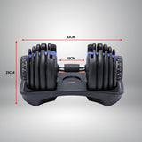 Powertrain 48KG Adjustable Dumbbell Set With Stand Blue - Low Angle